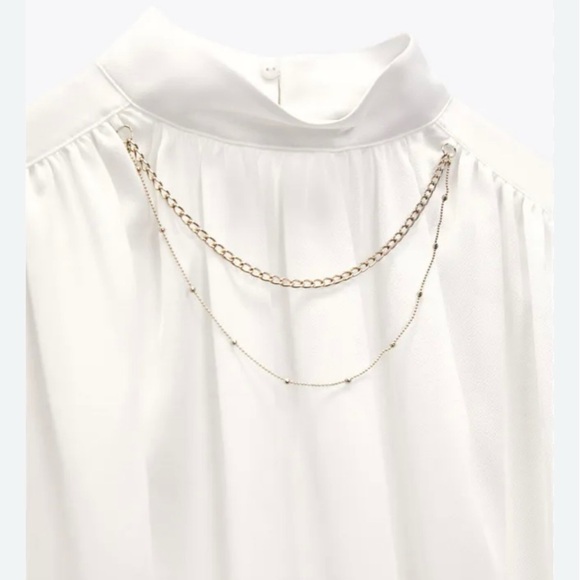 Zara chain collar satin effect blouse - Picture 4 of 11